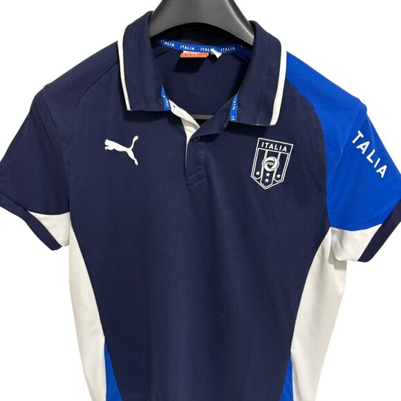 Puma Other - Puma Italia FIGC Polo Size XL Classic Fit Soccer Shirt Short Sleeve Blue Logos